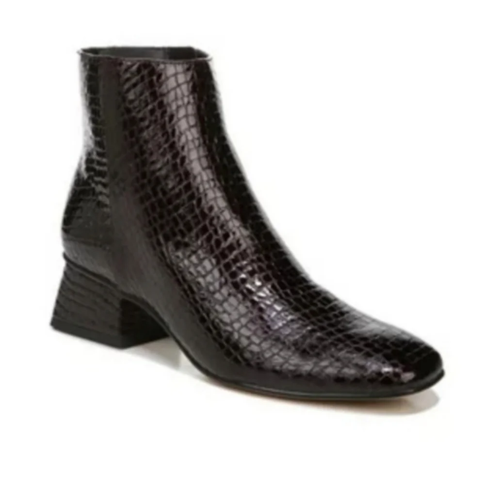 Circus by Sam Edelman Burgundy Daysi Croc Print Booties Size 8 - Picture 2 of 6